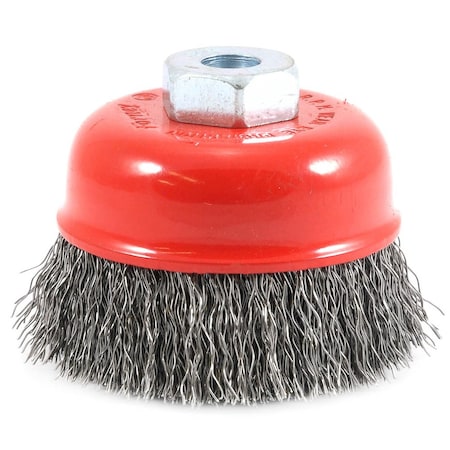 Forney Cup Brush, Crimped, 2-3/4 in x .014 x M10 x 1.25 Arbor 72780